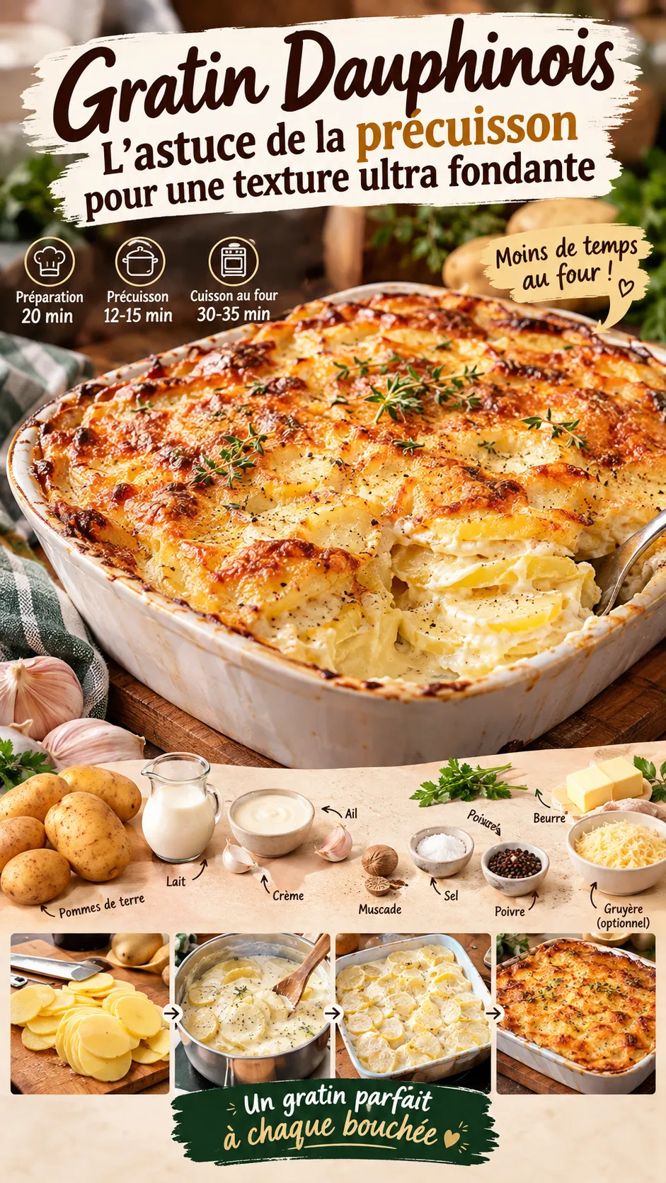 Gratin dauphinois : l'astuce de la précuisson pour une texture ultra fondante