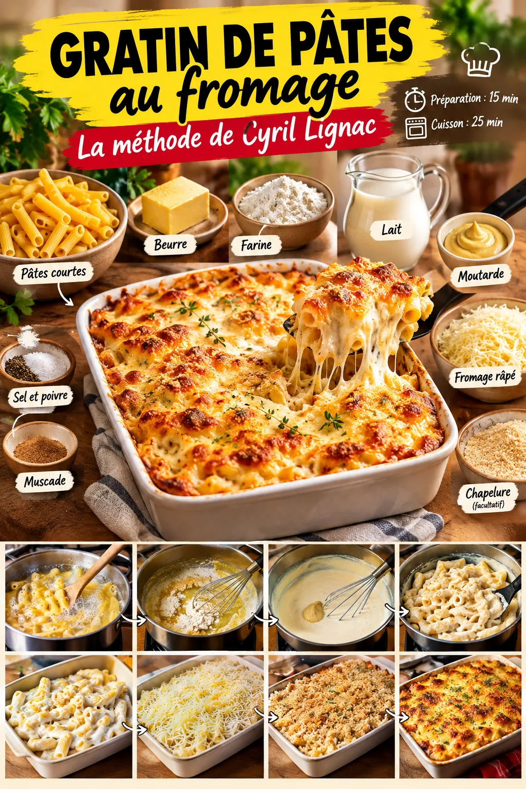 Gratin de pâtes au fromage : le secret de Cyril Lignac pour une sauce parfaite