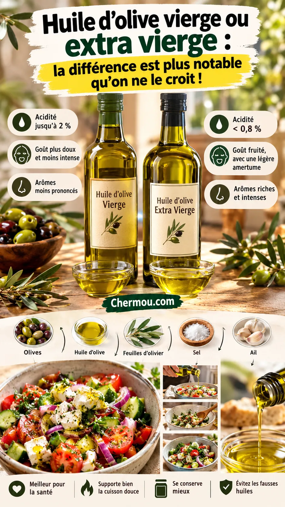 Huile d'olive vierge ou extra vierge : la différence est plus notable qu'on ne le croit
