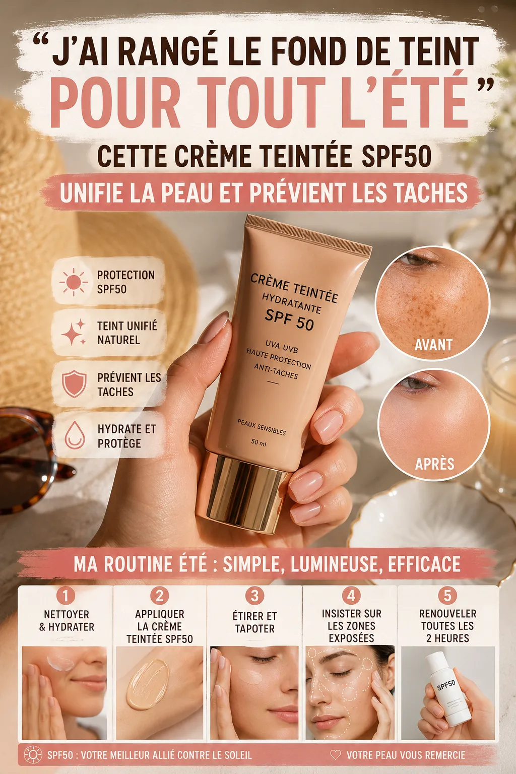 "J'ai rangé le fond de teint pour tout l'été" : cette crème teintée SPF50 unifie la peau et prévient les taches