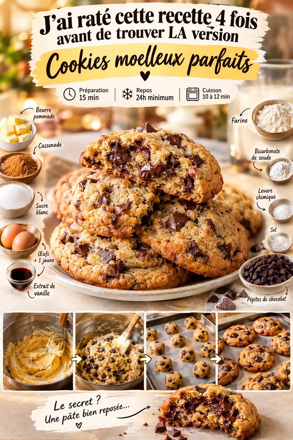 J'ai raté cette recette 4 fois avant de trouver LA version — Cookies moelleux parfaits