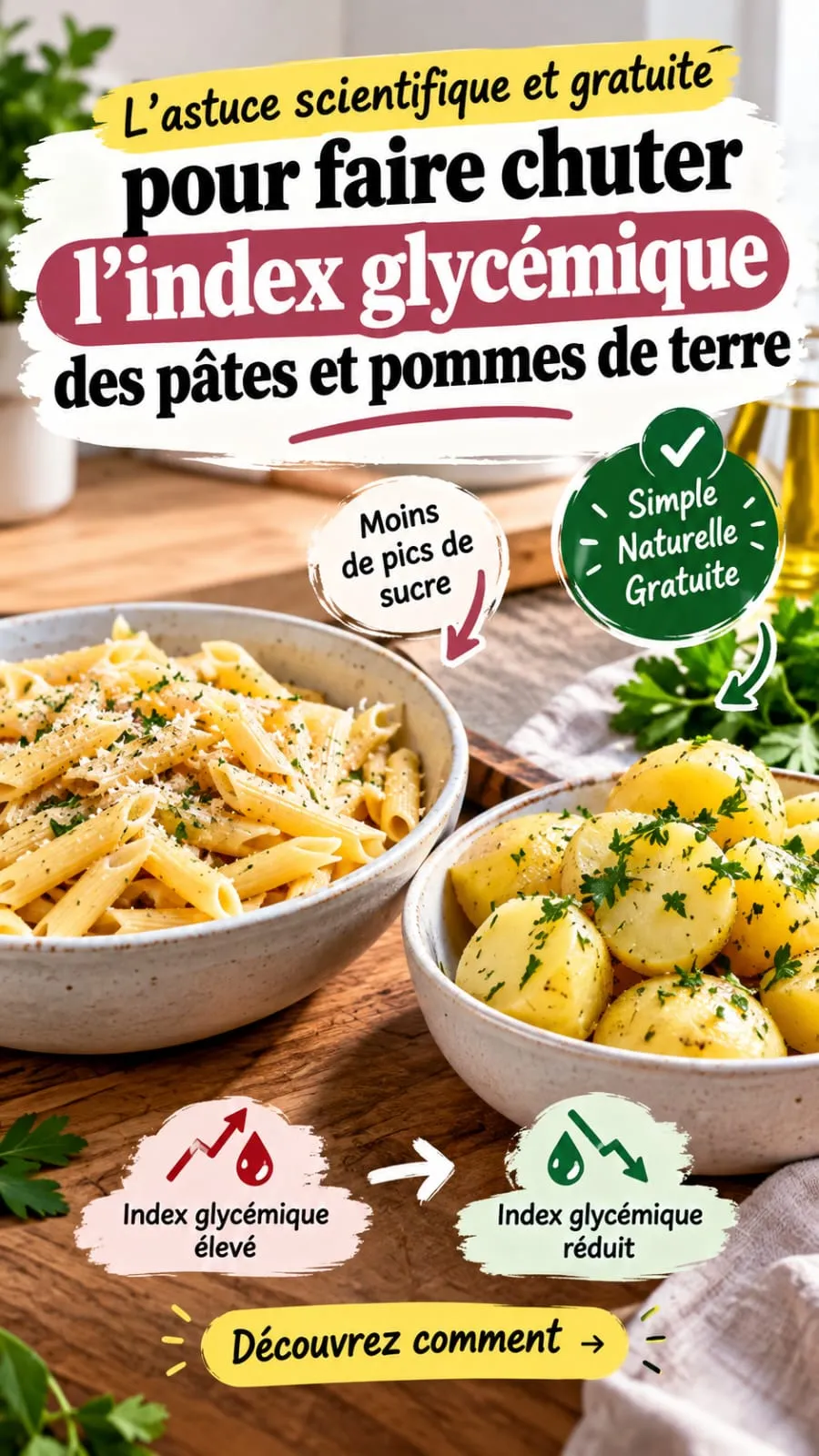 L'astuce gratuite pour faire chuter l'index glycémique des pâtes et pommes de terre