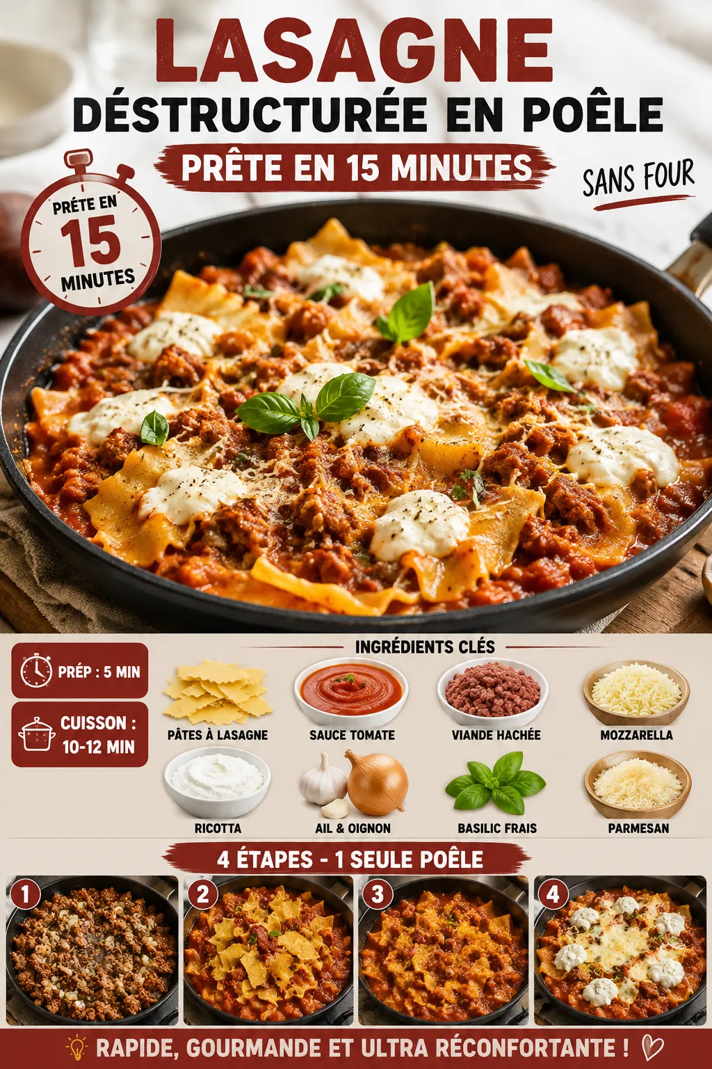 La lasagne déstructurée en poêle — prête en 15 minutes sans cuisson au four