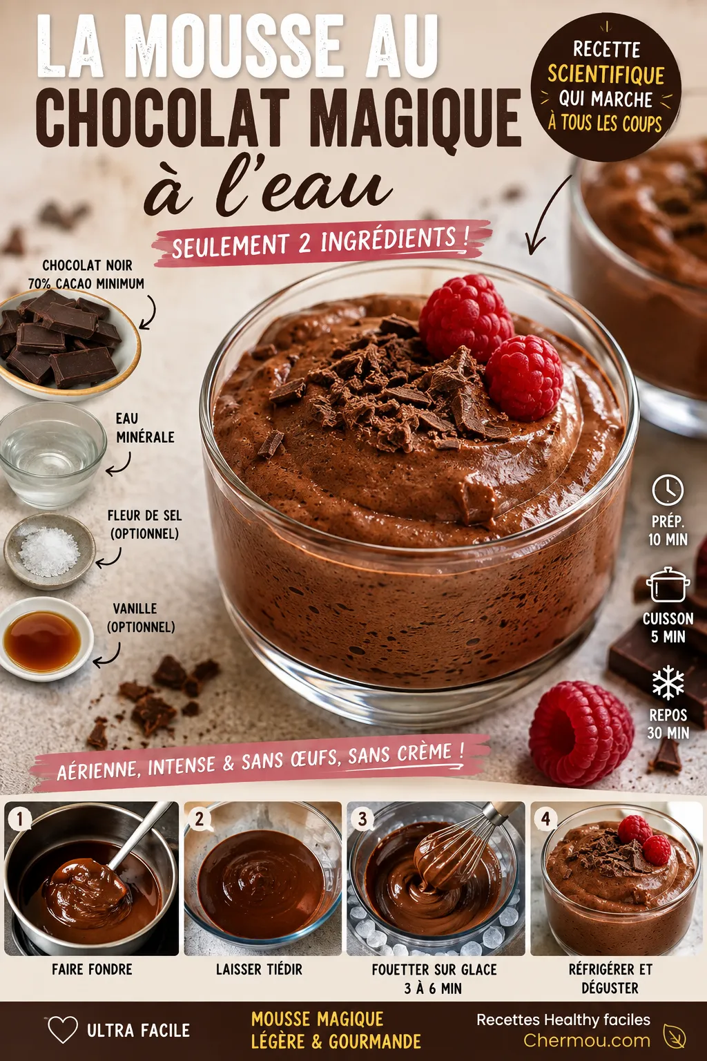 La Mousse au Chocolat Magique à l'Eau — Le Dessert à 2 Ingrédients qui Bluffe Tout le Monde