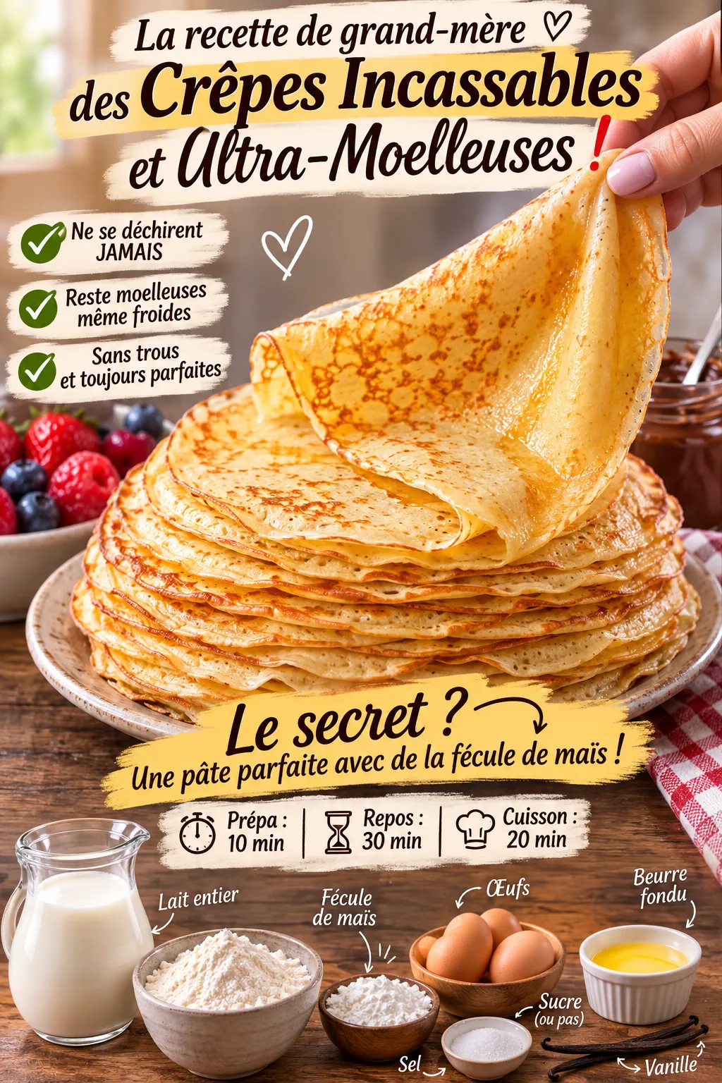 La recette des crêpes incassables et ultra-moelleuses de ma grand-mère