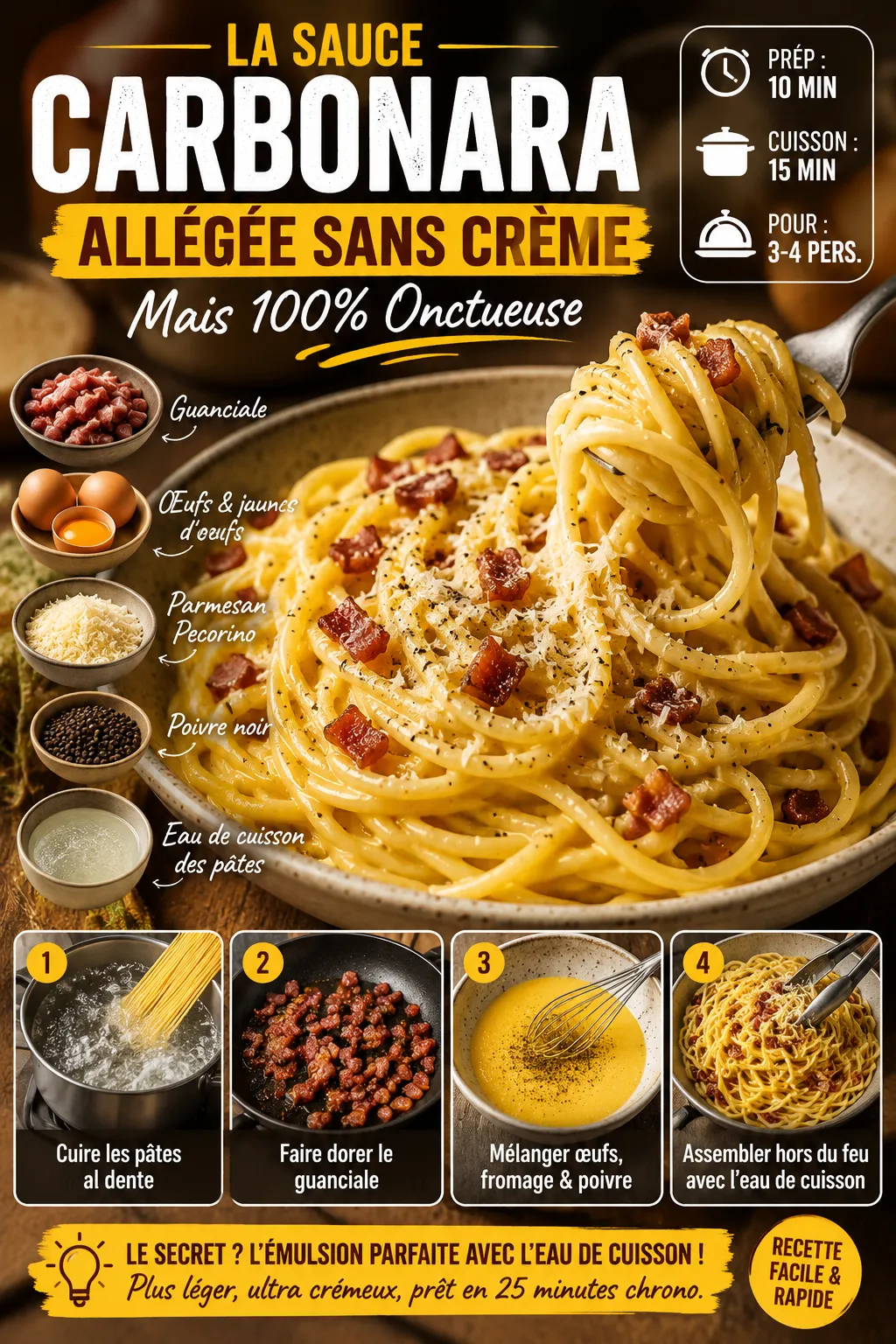 La Sauce Carbonara Allégée Sans Crème Mais 100% Onctueuse