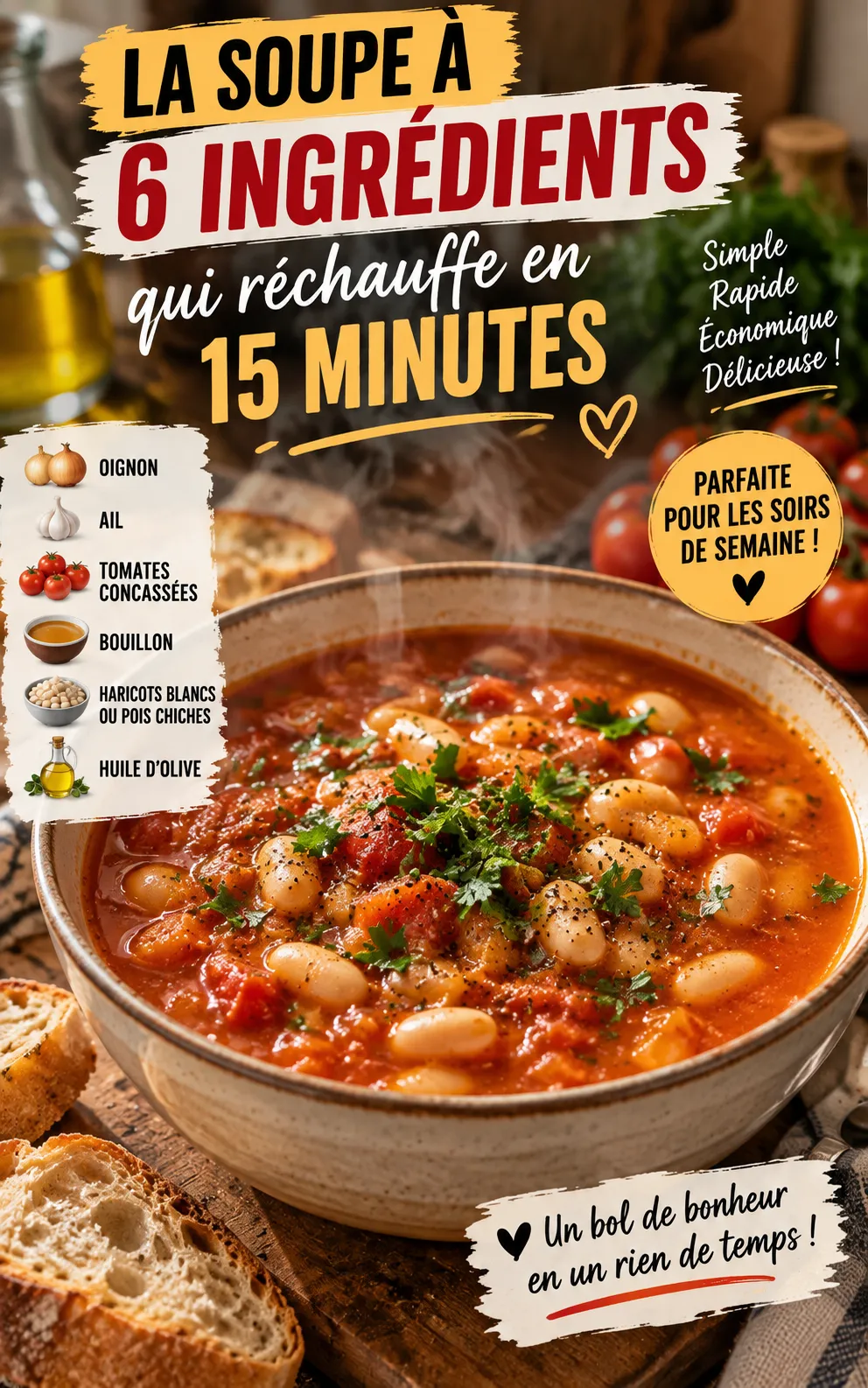 La Soupe à 6 Ingrédients qui Réchauffe en 15 Minutes