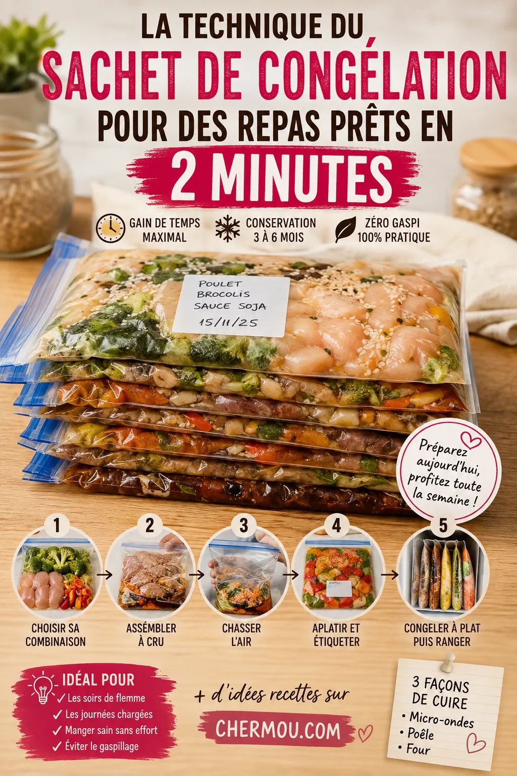 La technique du sachet de congélation pour des repas prêts en 2 minutes