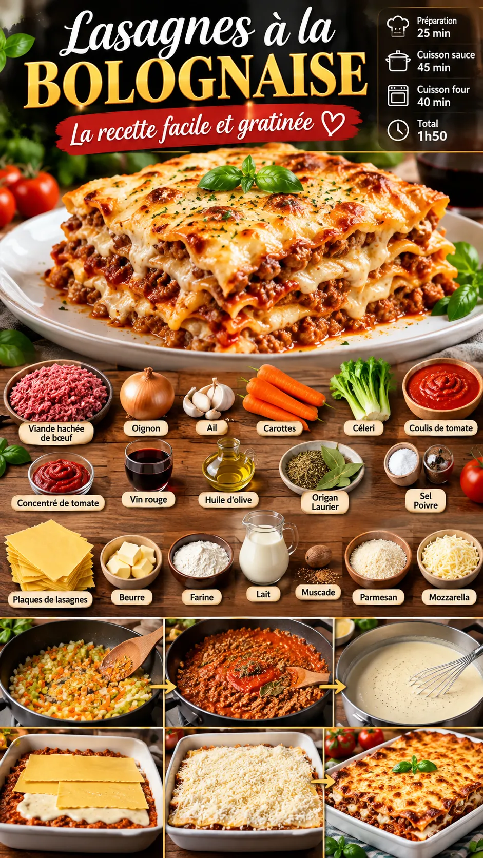 Lasagnes à la bolognaise très faciles : la recette simple et gratinée, comme en Italie