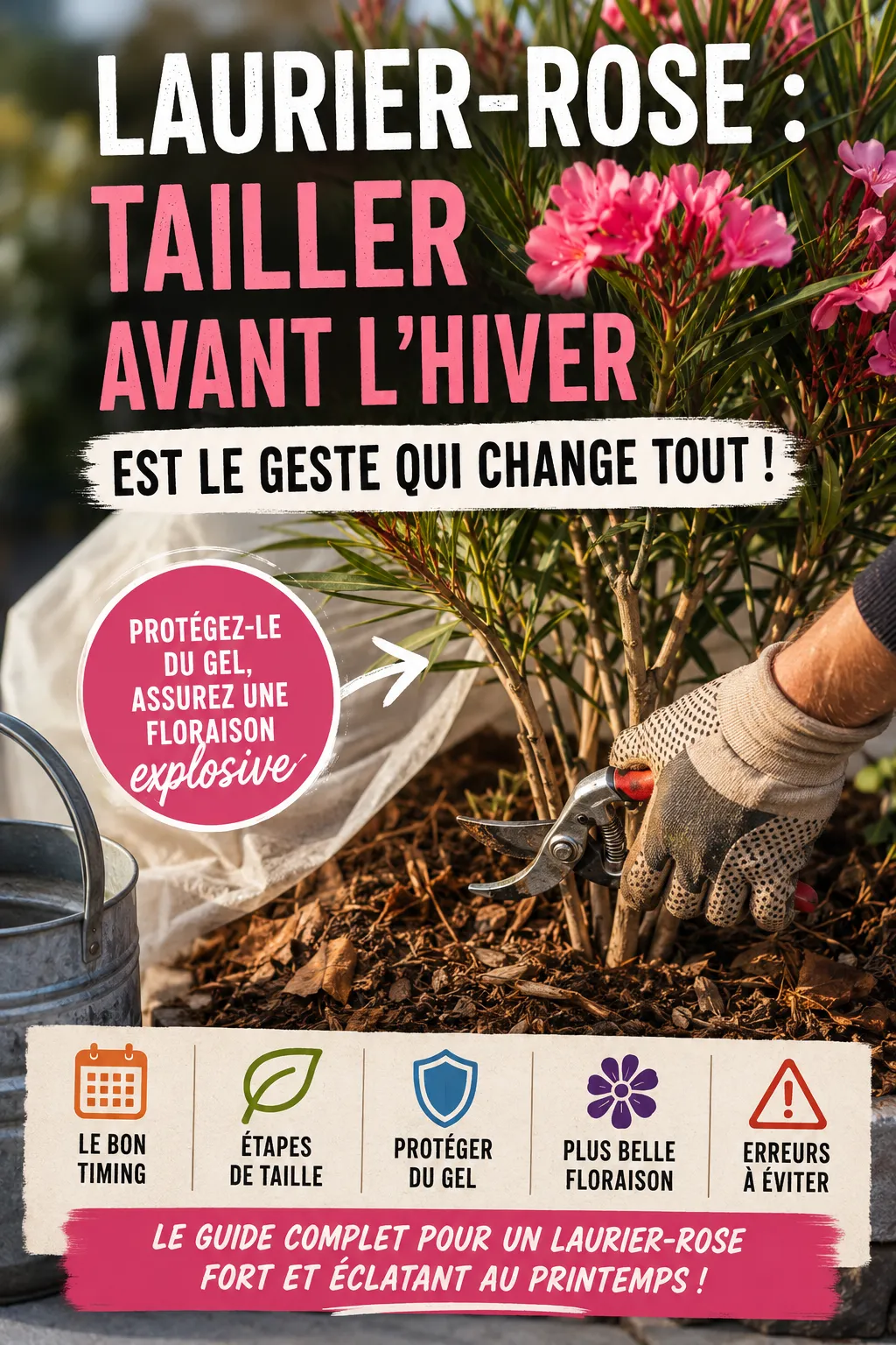Laurier-rose : tailler avant l'hiver est l'un des gestes les plus efficaces pour bien le protéger