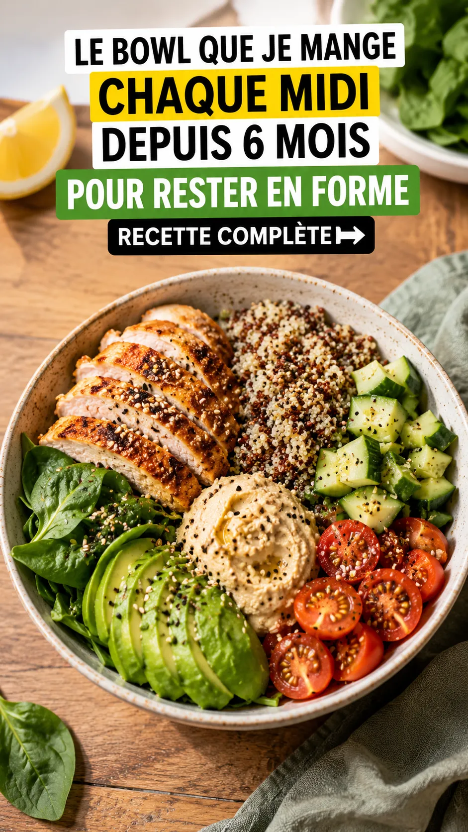 Le bowl que je mange chaque midi depuis 6 mois pour rester en forme — recette complète