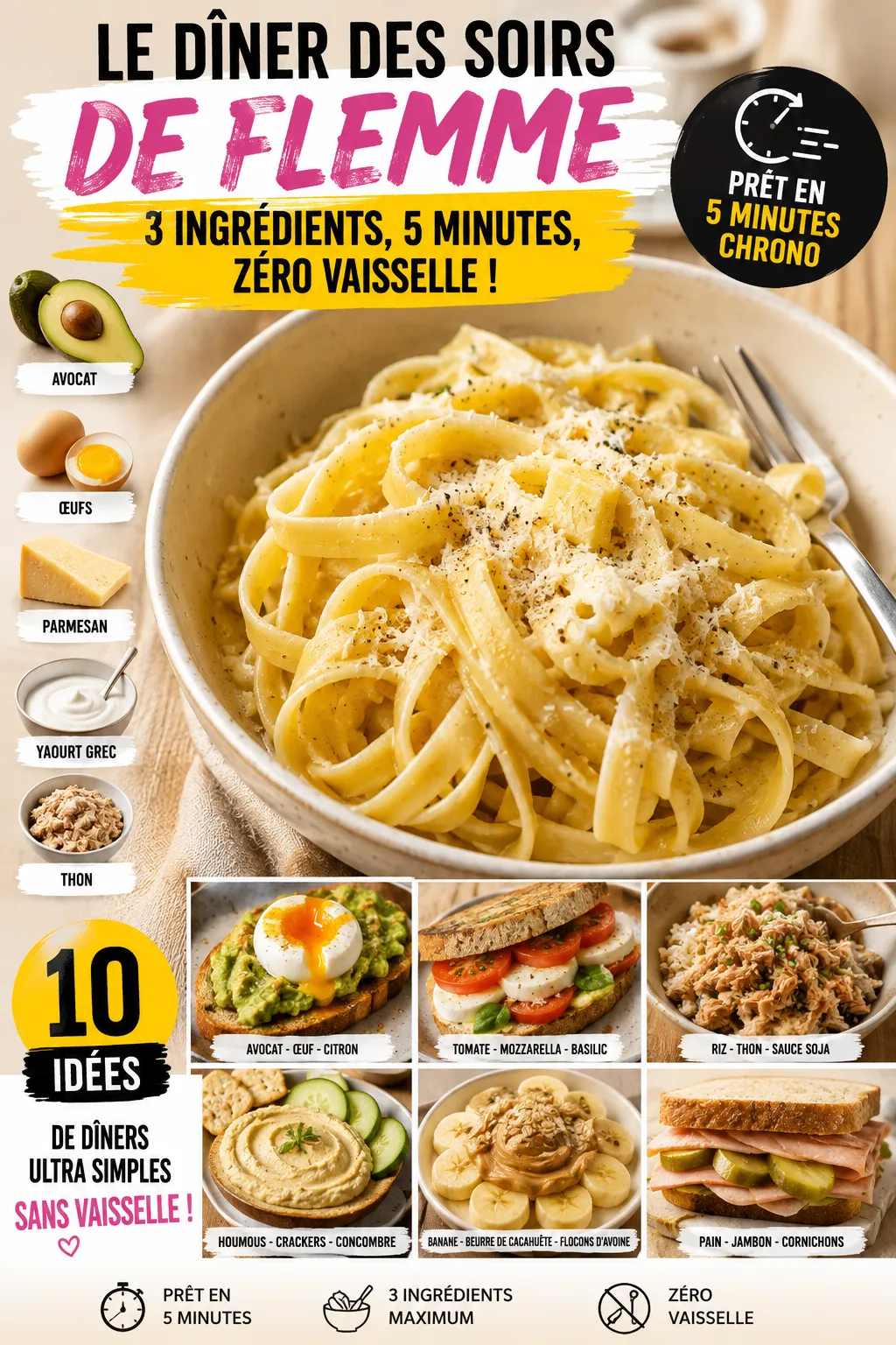 Le Dîner Des Soirs De Flemme : 3 Ingrédients, 5 Minutes, Zéro Vaisselle