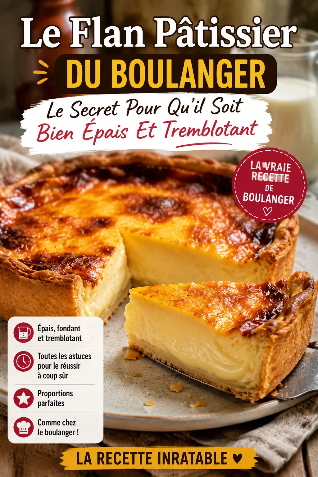Le Flan Pâtissier Du Boulanger : Le Secret Pour Qu'il Soit Bien Épais Et Tremblotant