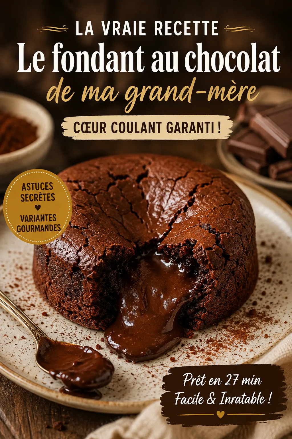 Le fondant au chocolat que je fais depuis 5 ans, jamais raté une fois