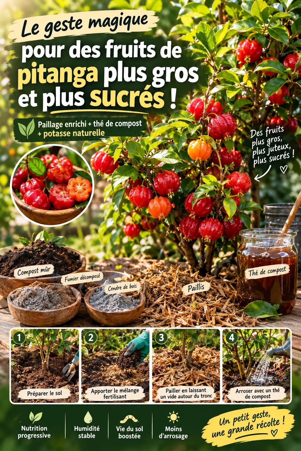 Le geste le plus efficace pour fertiliser le pitanga et récolter des fruits plus gros et sucrés