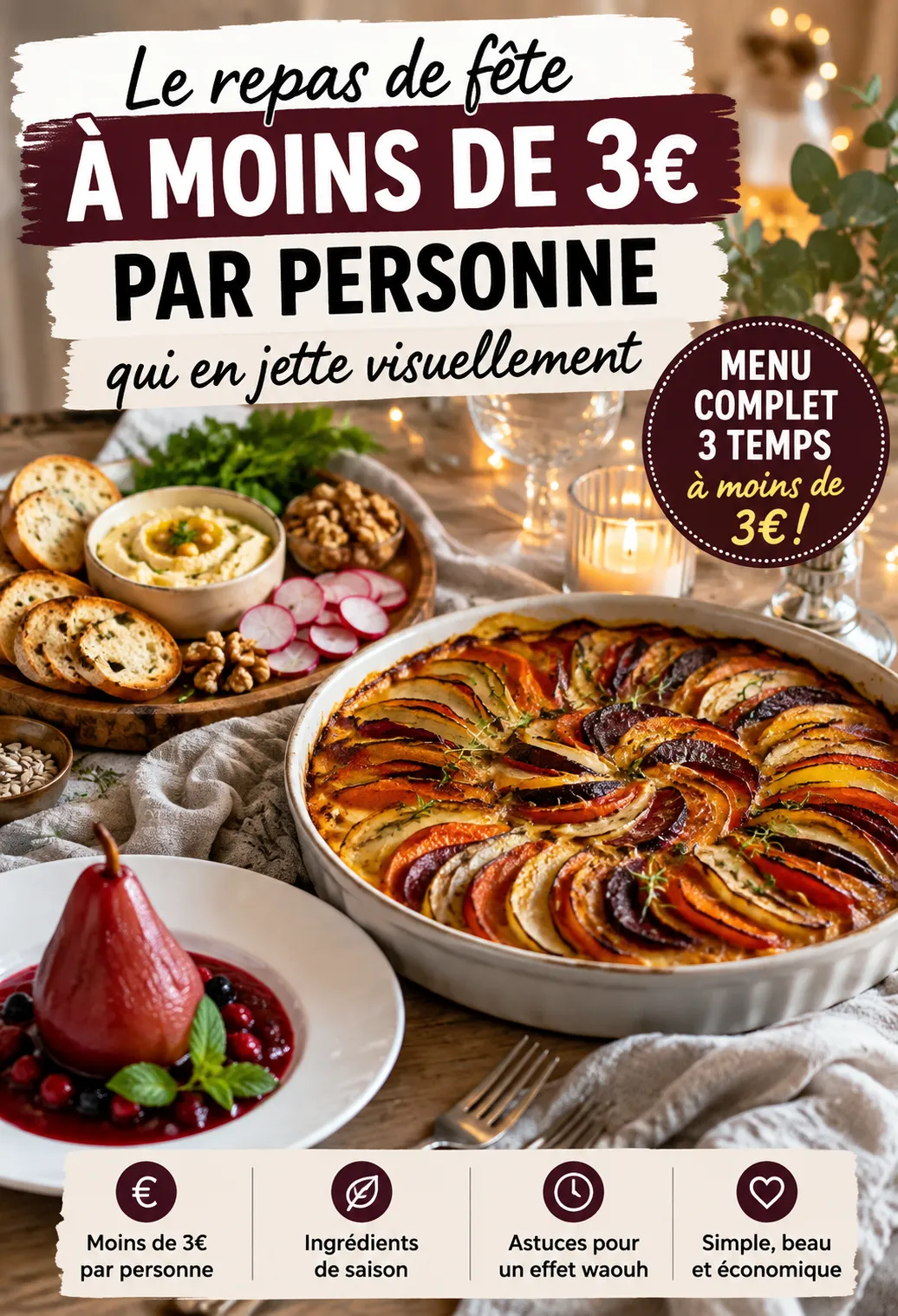 Le repas de fête à moins de 3€ par personne qui en jette visuellement