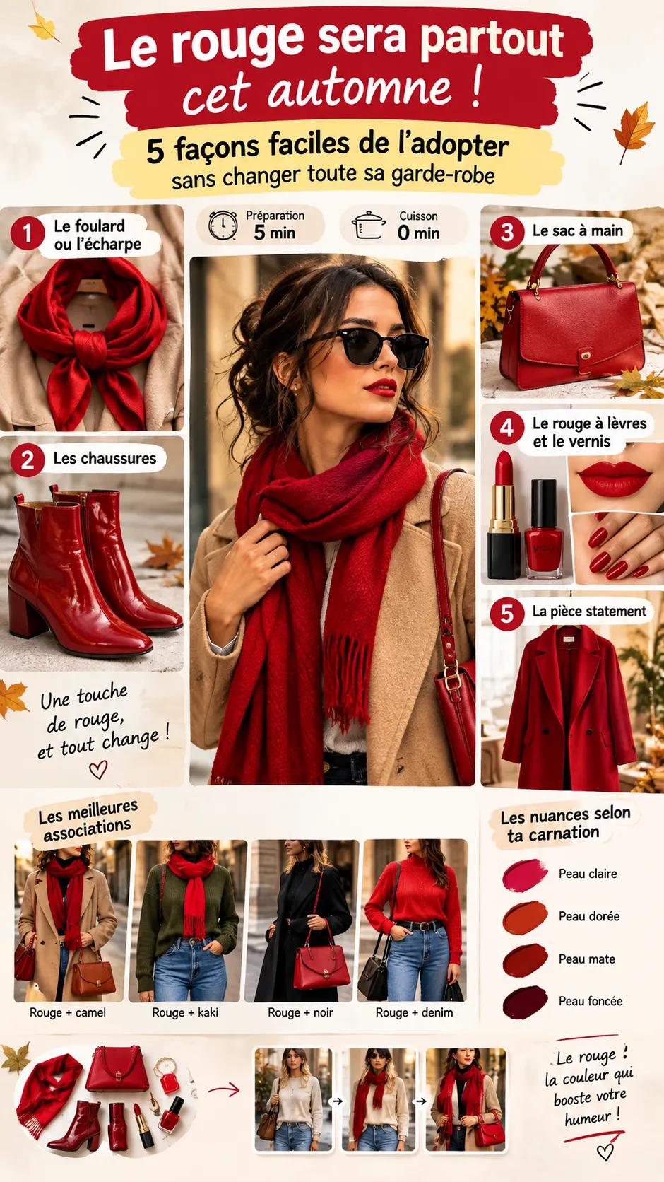 Le rouge sera partout cet automne : 5 façons faciles de l'adopter sans changer toute sa garde-robe