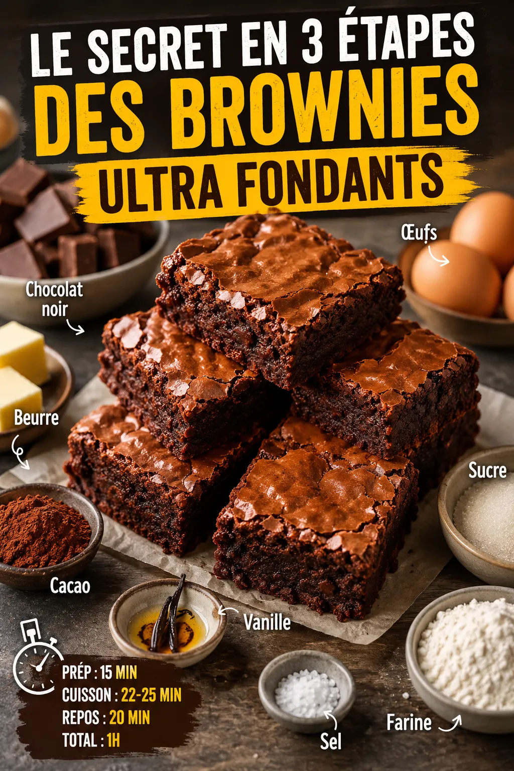 Le Secret en 3 Étapes des Brownies Ultra Fondants
