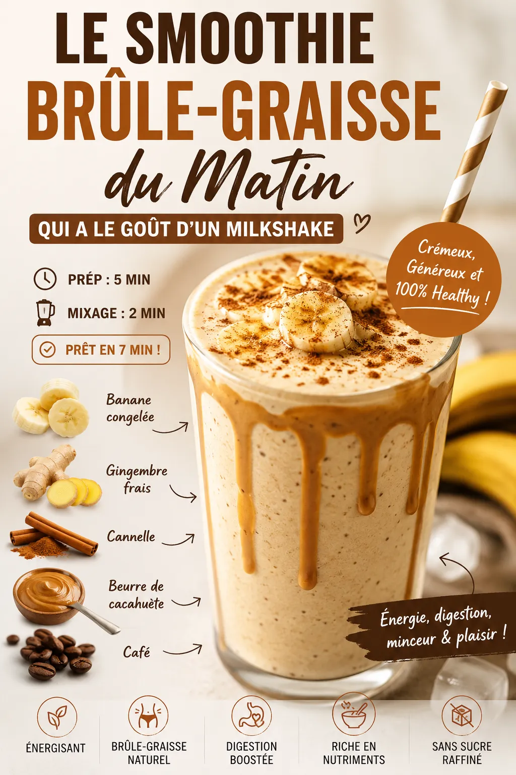 Le Smoothie Brûle-Graisse du Matin qui a le Goût d'un Milkshake