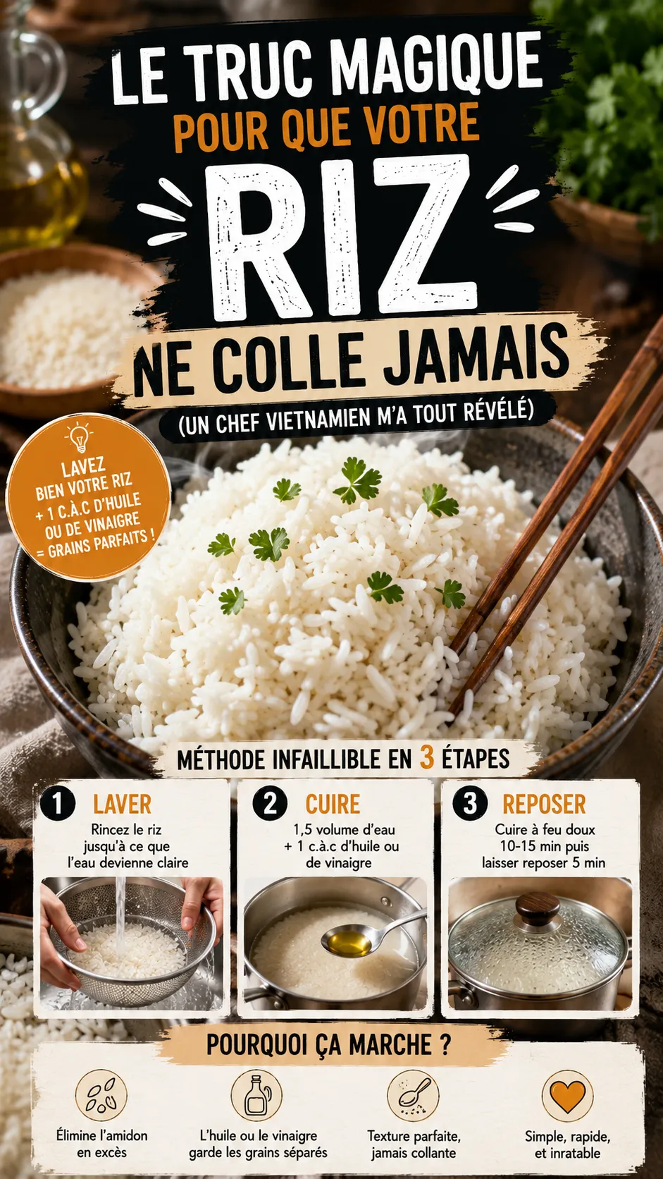 Le truc magique pour que votre riz ne colle jamais (un chef vietnamien m'a tout révélé)