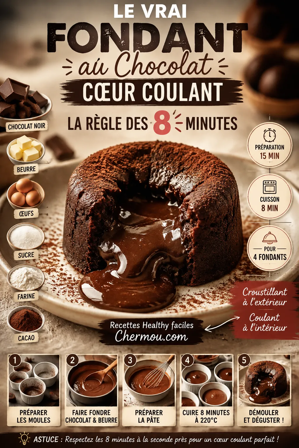 Le Vrai Fondant Au Chocolat Cœur Coulant : La Règle Des 8 Minutes De Cuisson