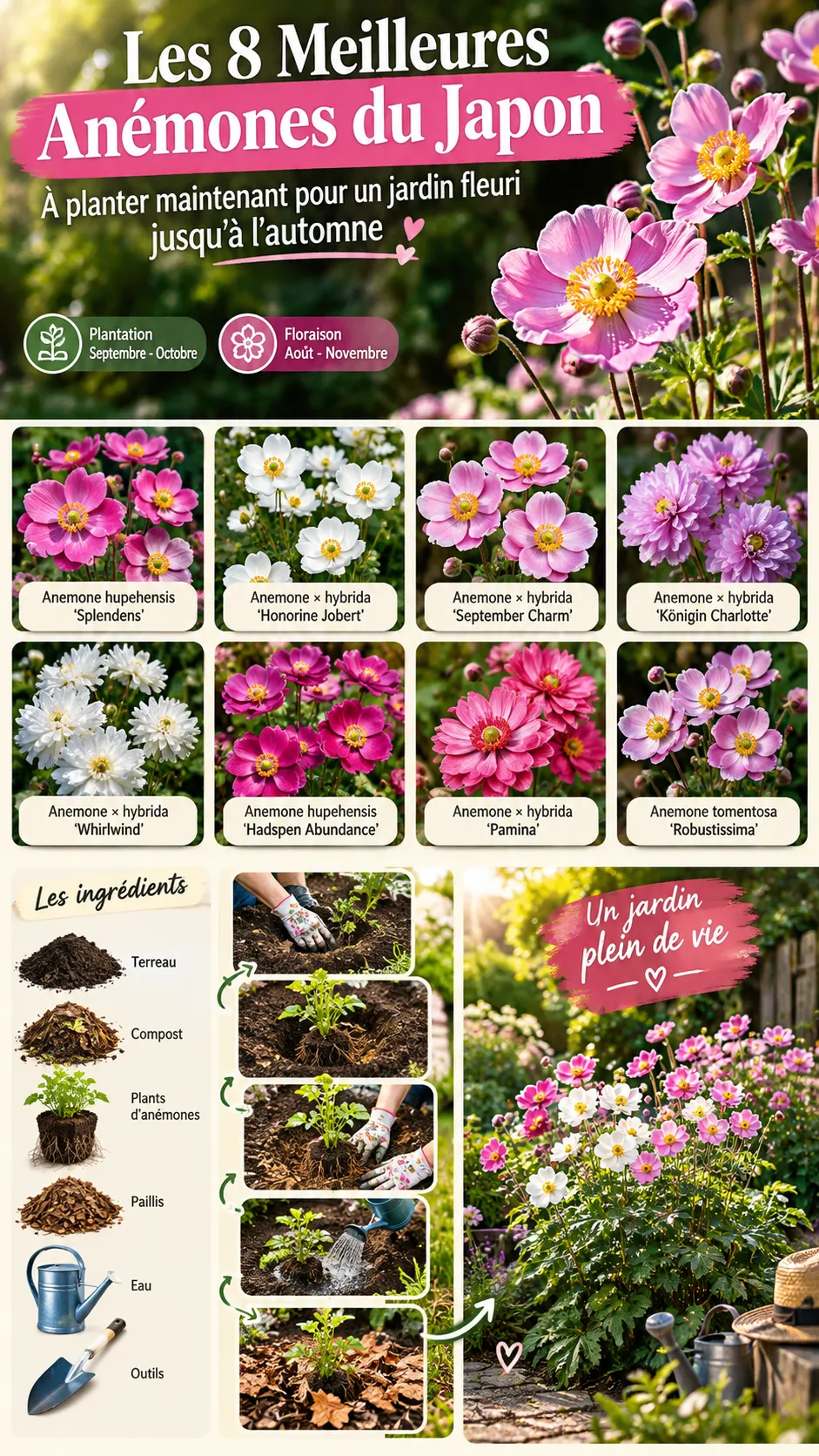 Les 8 meilleures anémones du Japon à planter maintenant pour fleurir le jardin jusqu'à l'automne