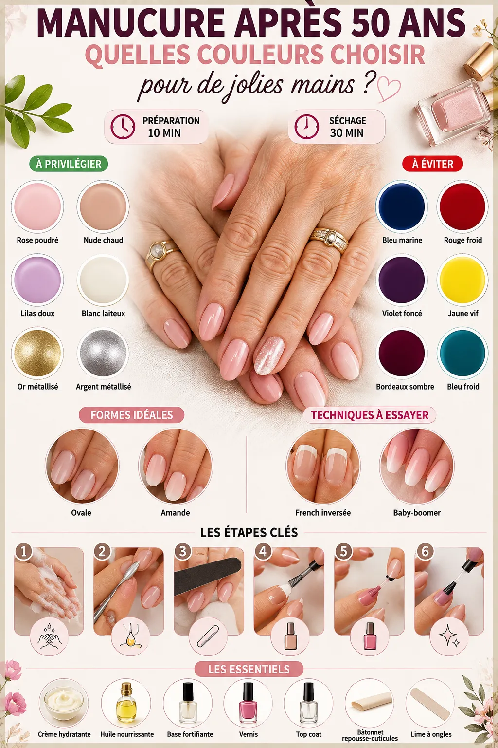 Manucure après 50 ans : quelles couleurs choisir pour de jolies mains ?