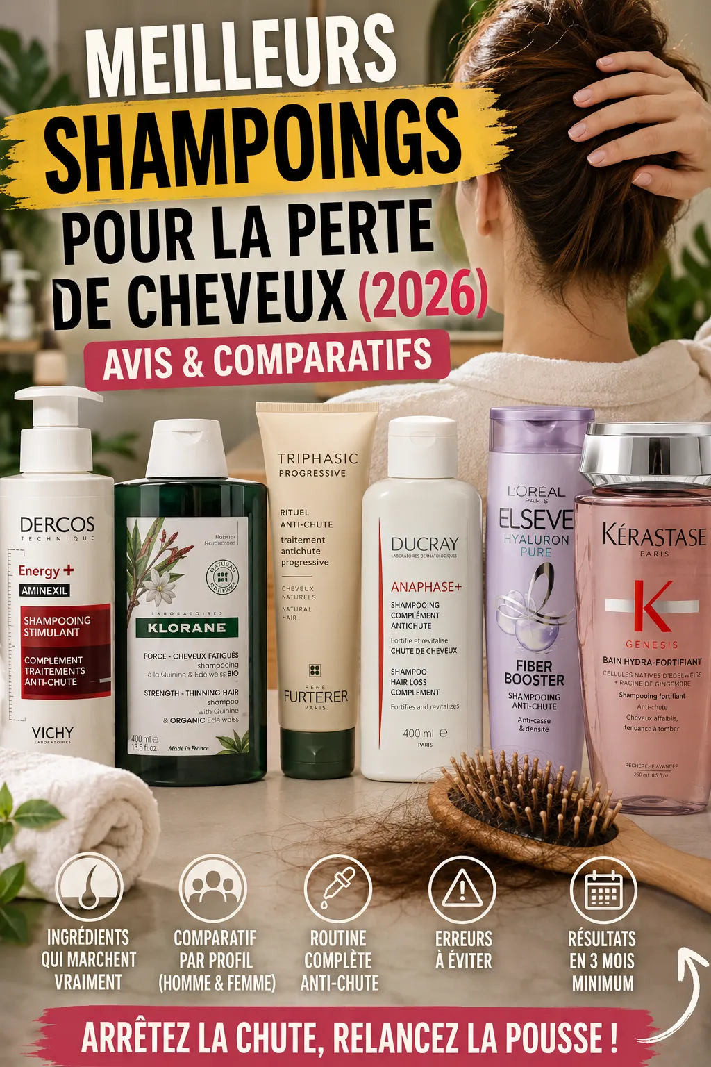 Meilleurs shampoings pour la perte de cheveux (2026) : Avis et comparatifs