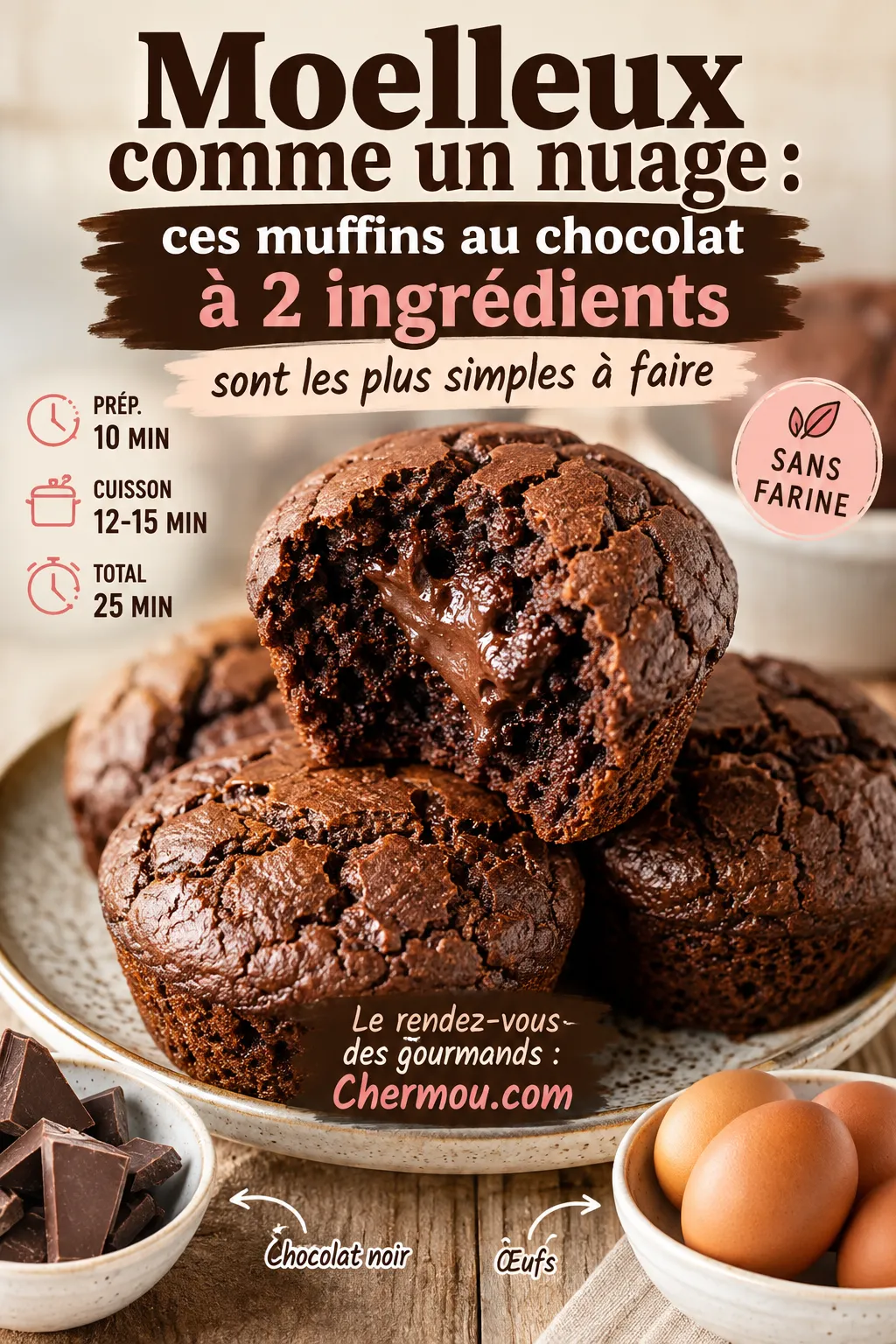 Moelleux comme un nuage : ces muffins au chocolat à 2 ingrédients sont les plus simples à faire