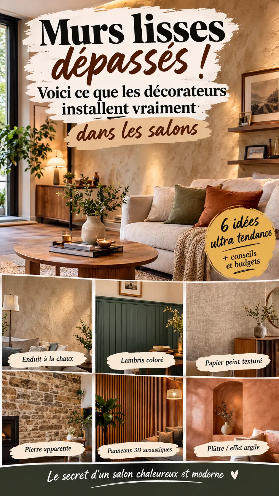 Murs lisses dépassés : ce que les décorateurs installent vraiment dans les salons
