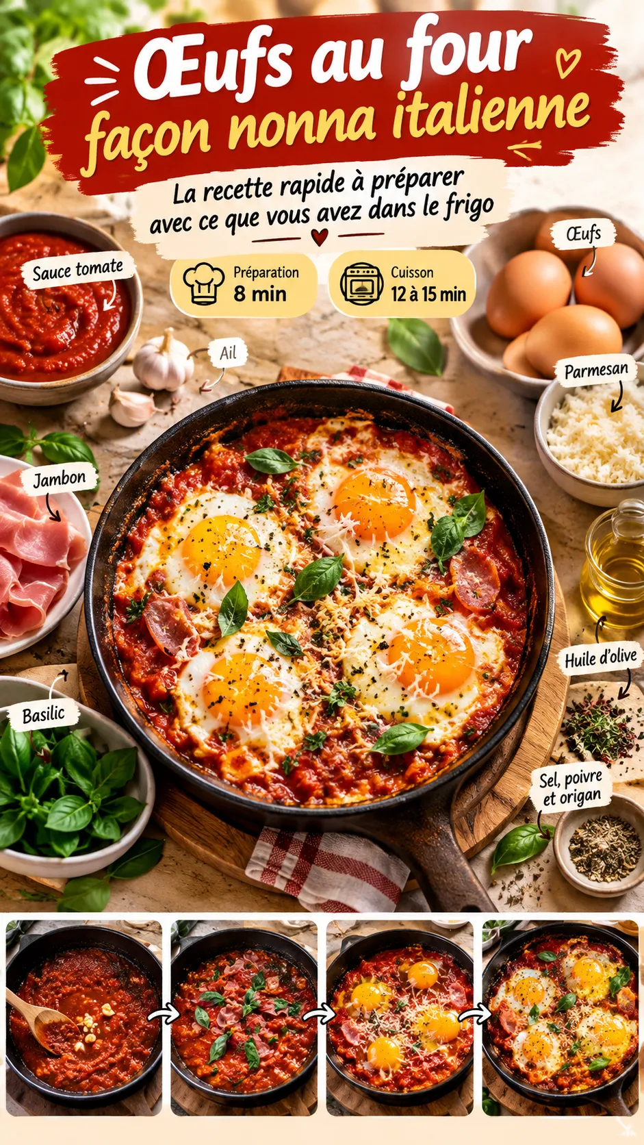 Œufs au four façon nonna italienne : la recette rapide à préparer avec ce que vous avez dans le frigo