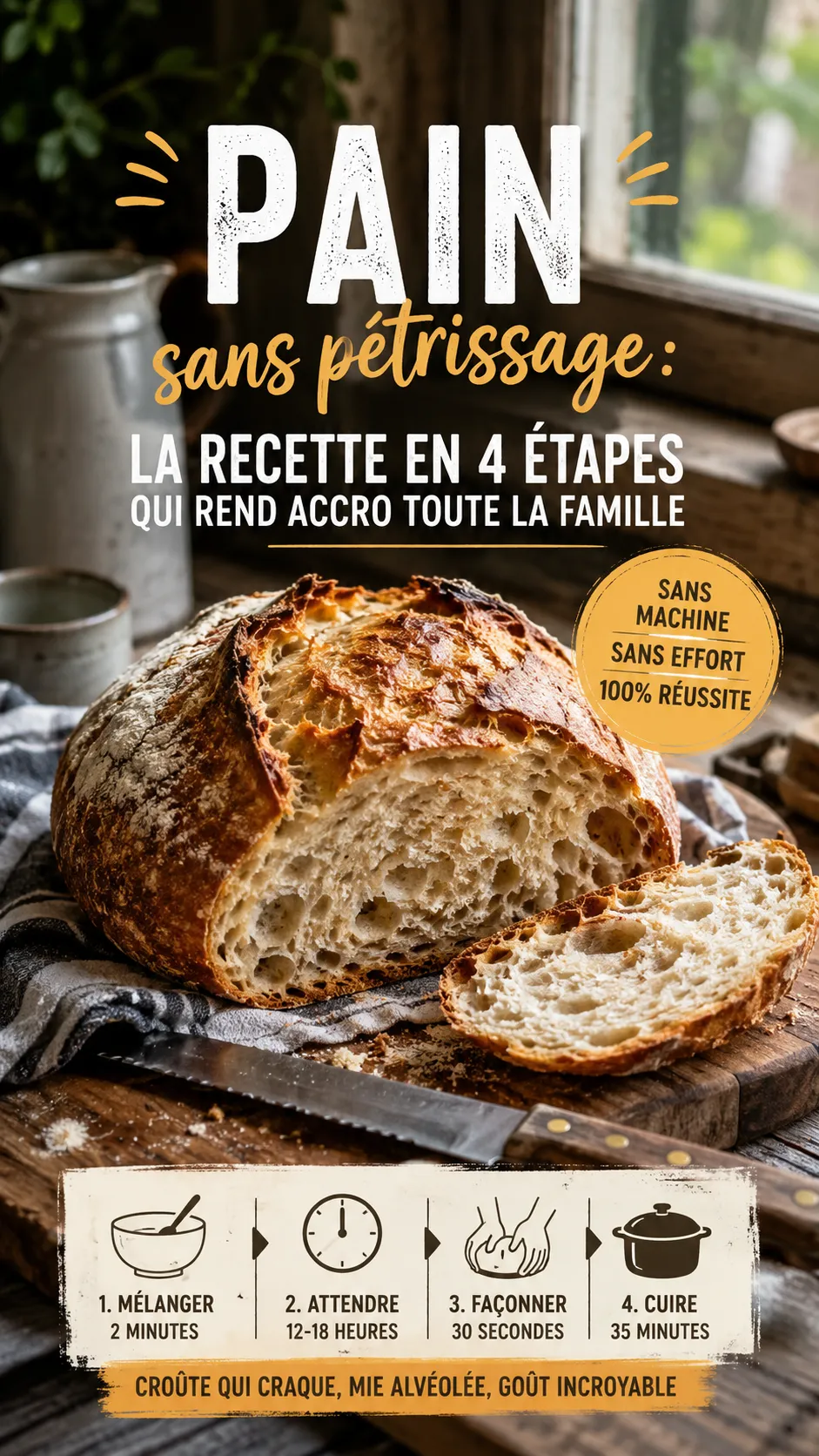 Pain sans pétrissage : la recette en 4 étapes qui rend accro toute la famille