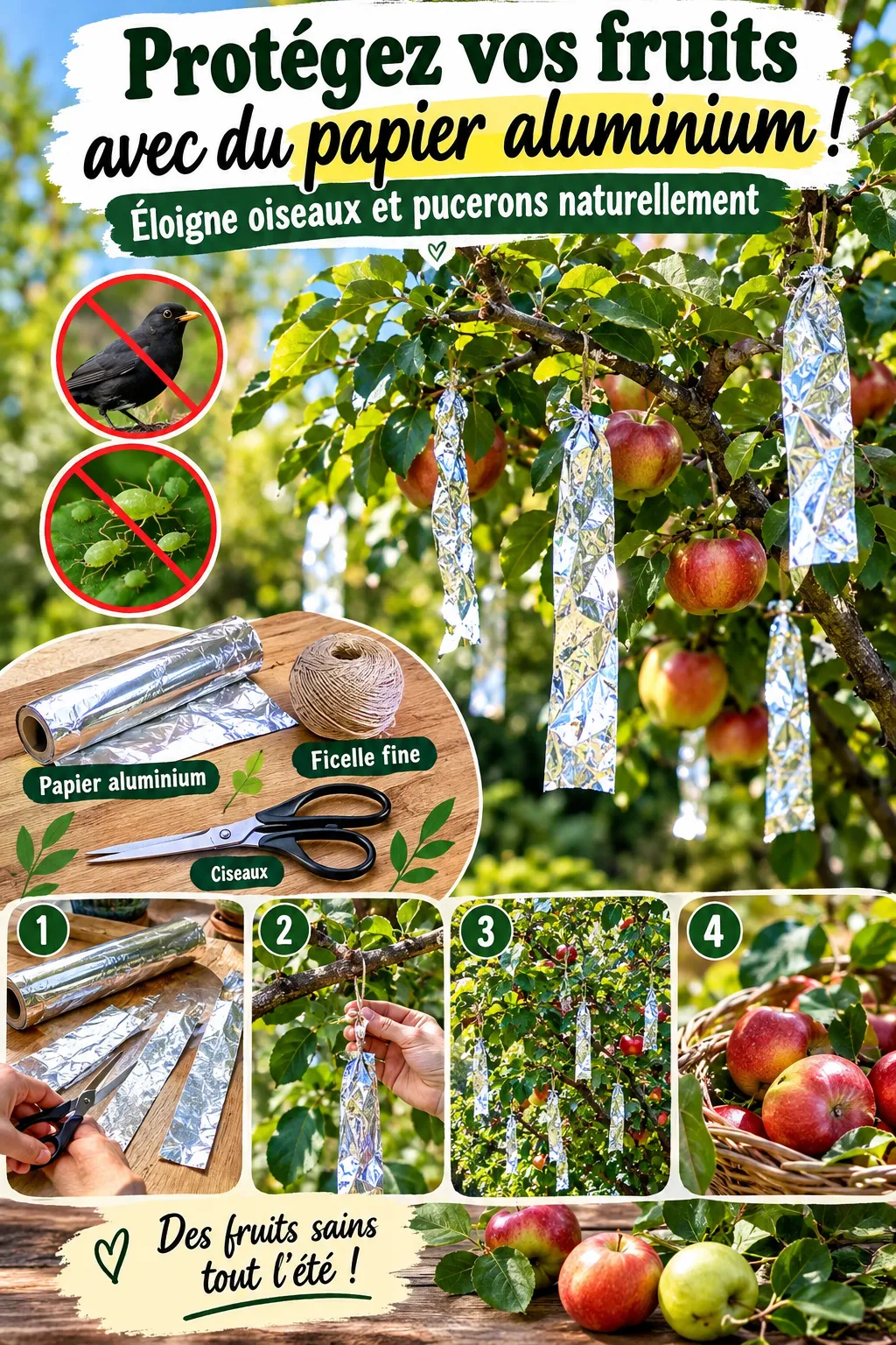 Papier aluminium dans les arbres fruitiers : pourquoi (et comment) le faire