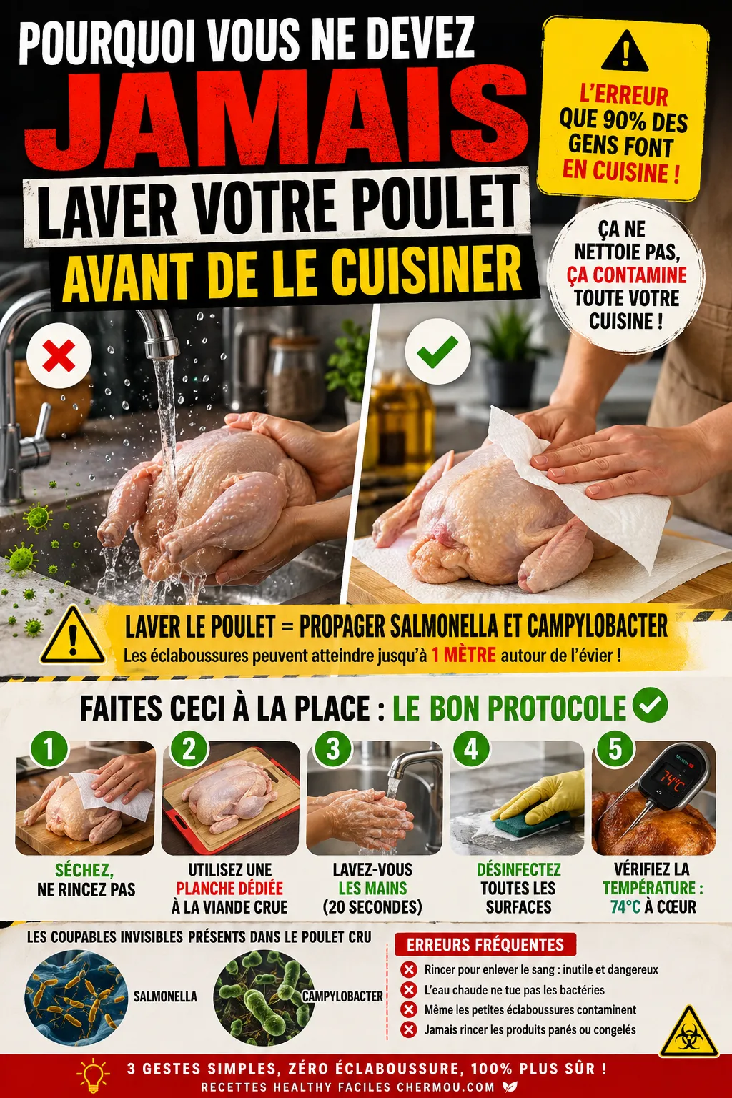 Pourquoi Vous Ne Devez JAMAIS Laver Votre Poulet Avant De Le Cuisiner