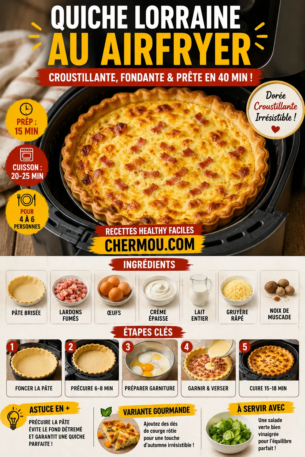 Quiche lorraine au Airfryer : la recette la plus simple pour un résultat doré et gourmand