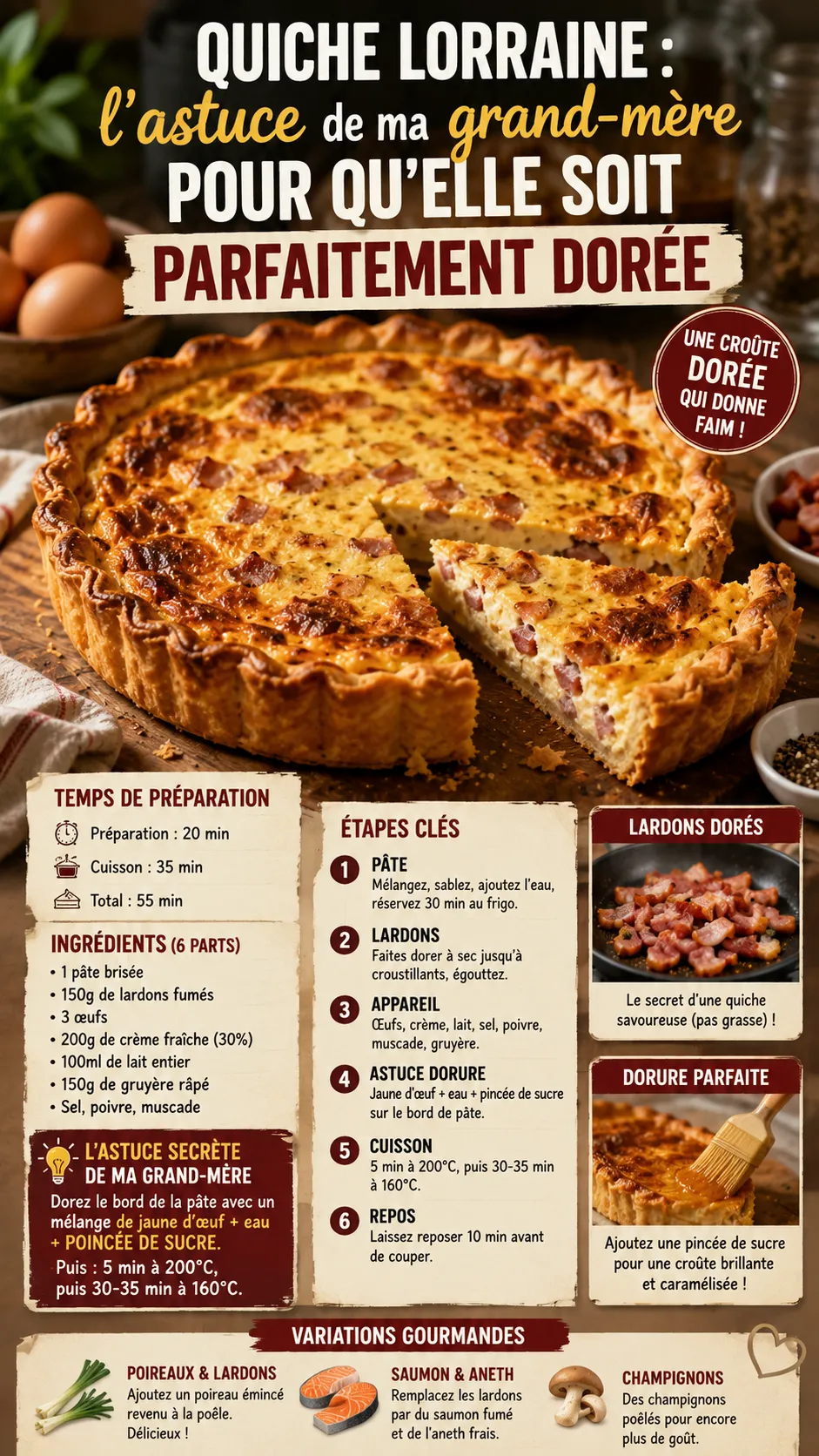 Quiche lorraine : l’astuce de ma grand-mère pour qu’elle soit parfaitement dorée