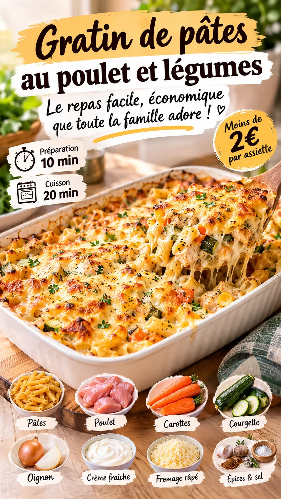 Repas facile et économique pour toute la famille : le gratin tout-en-un à moins de 2€ par assiette