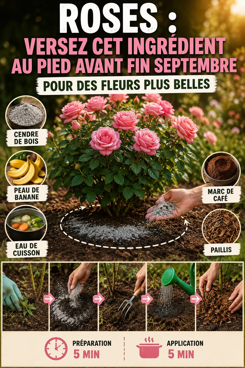 Roses : versez cet ingrédient au pied avant fin septembre pour des fleurs plus belles