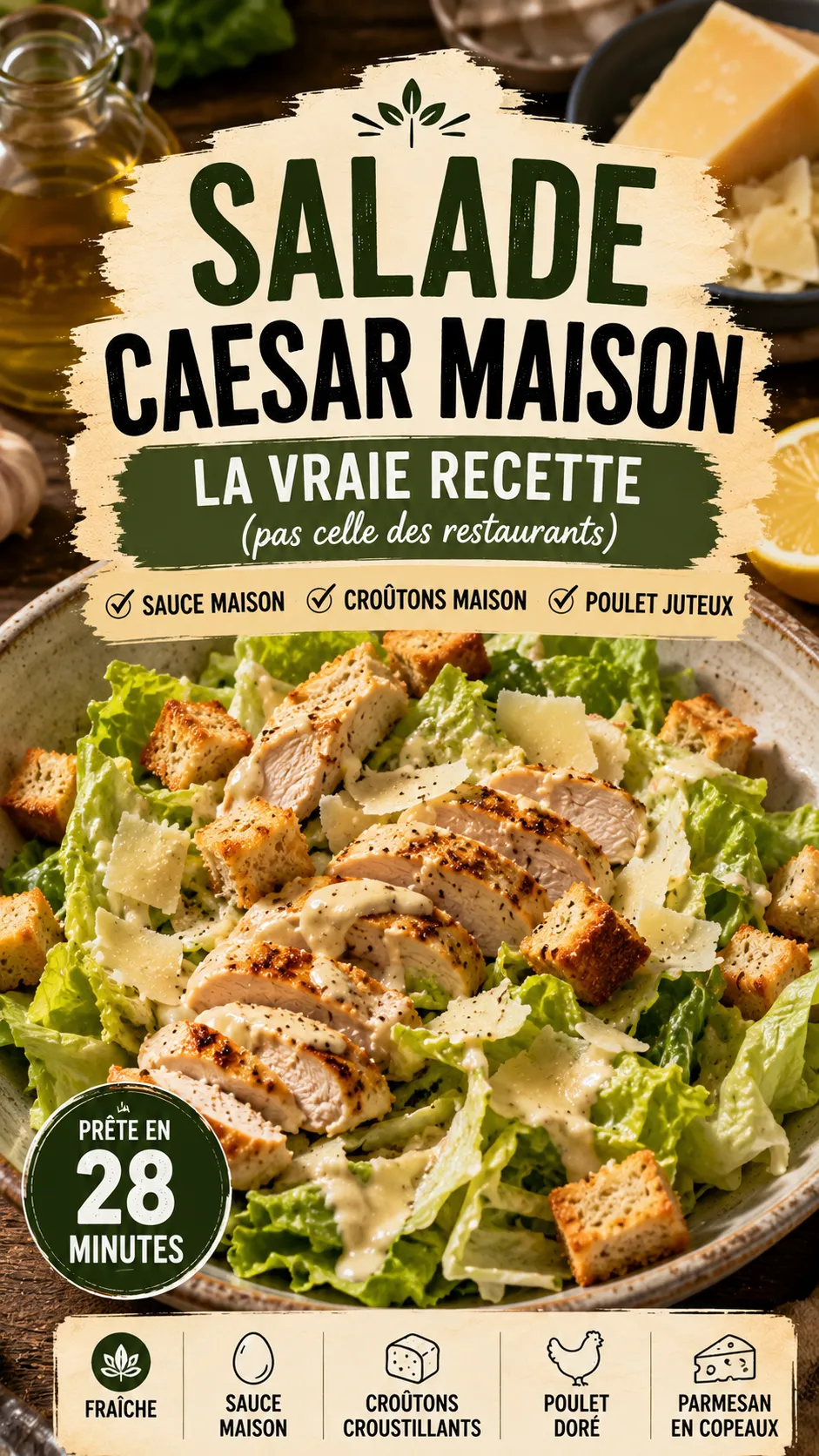 Salade Caesar maison : la vraie recette (pas celle des restaurants)