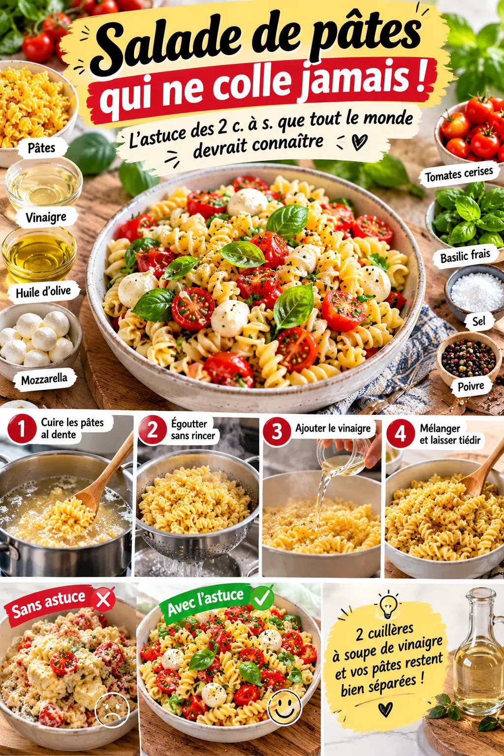 Salade de pâtes qui ne colle jamais : l'astuce des 2 c. à s. que tout le monde devrait connaître
