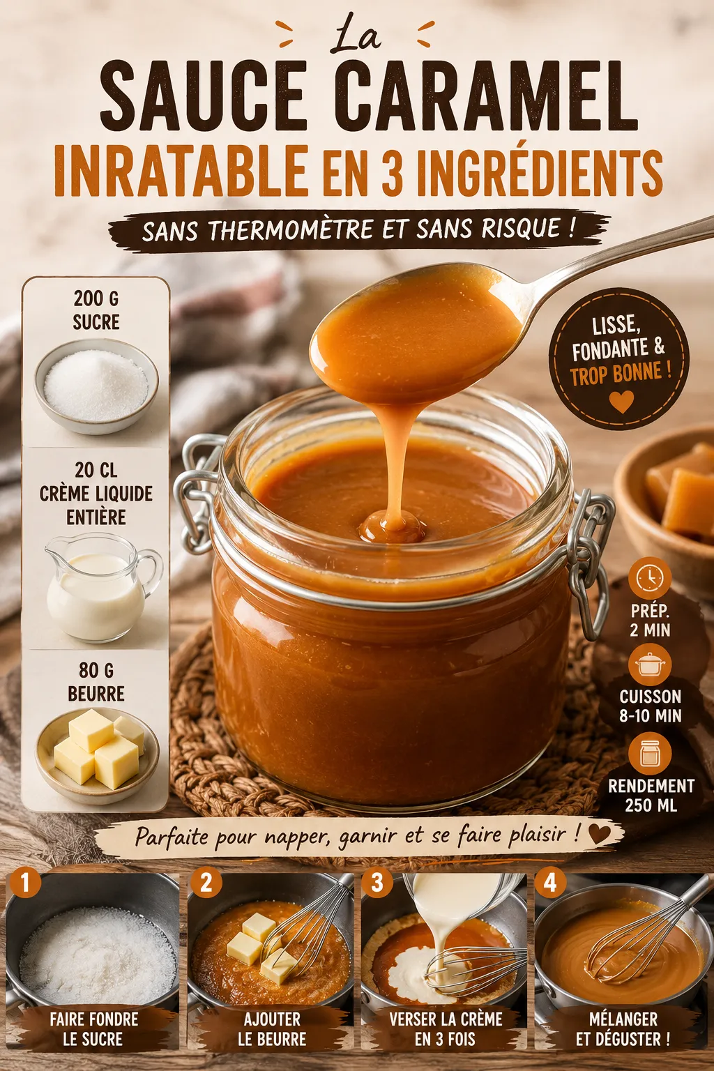 Sauce Caramel Inratable En 3 Ingrédients Sans Thermomètre Et Sans Risque