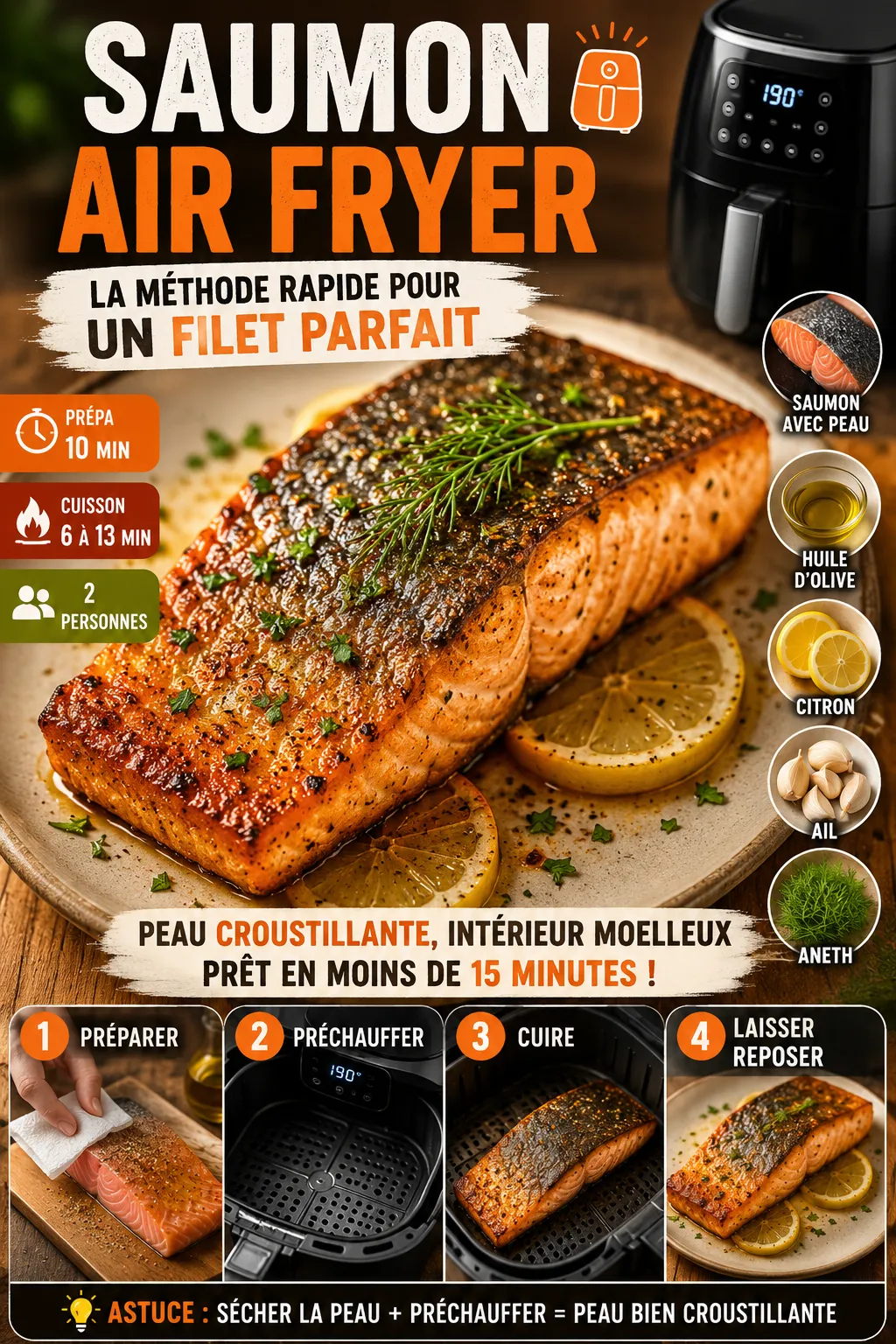 Saumon air fryer : la méthode rapide pour un filet parfait