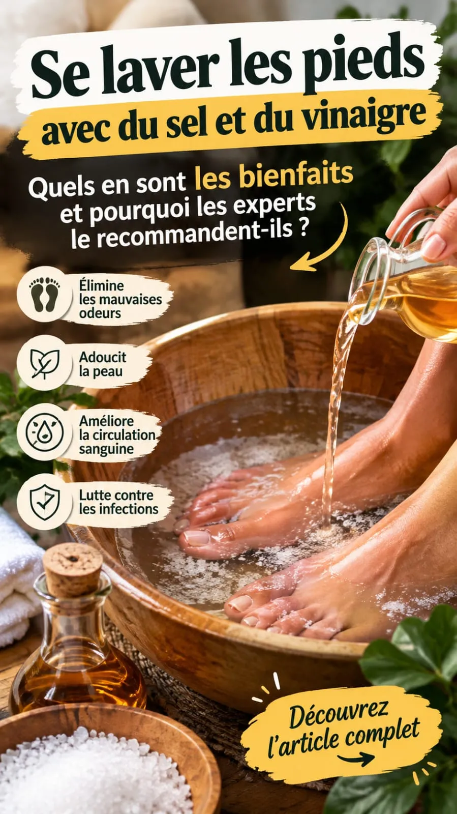 Se laver les pieds avec du sel et du vinaigre : bienfaits, recette et précautions à connaître
