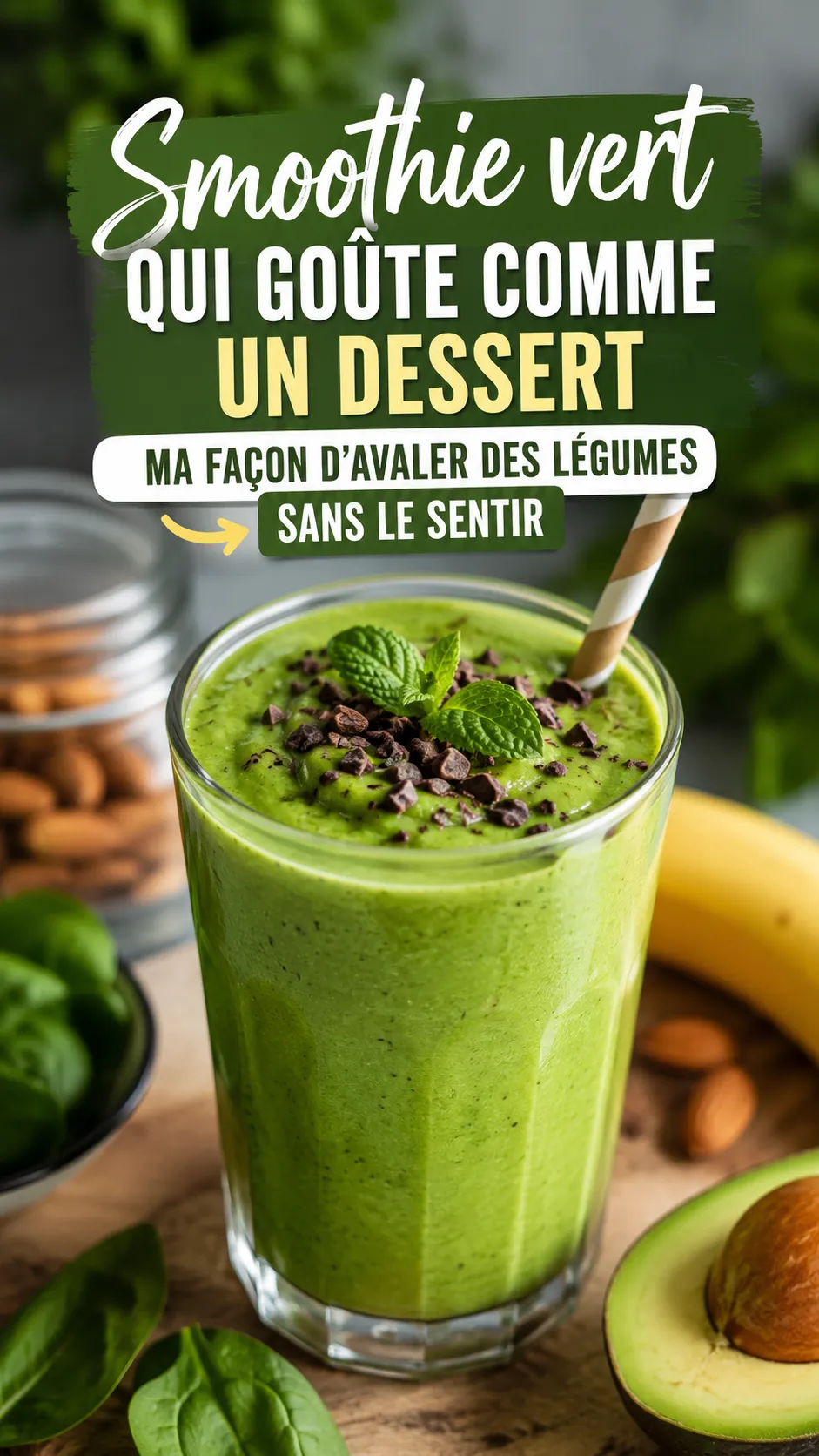 Smoothie vert qui goûte comme un dessert — ma façon d'avaler des légumes sans le sentir