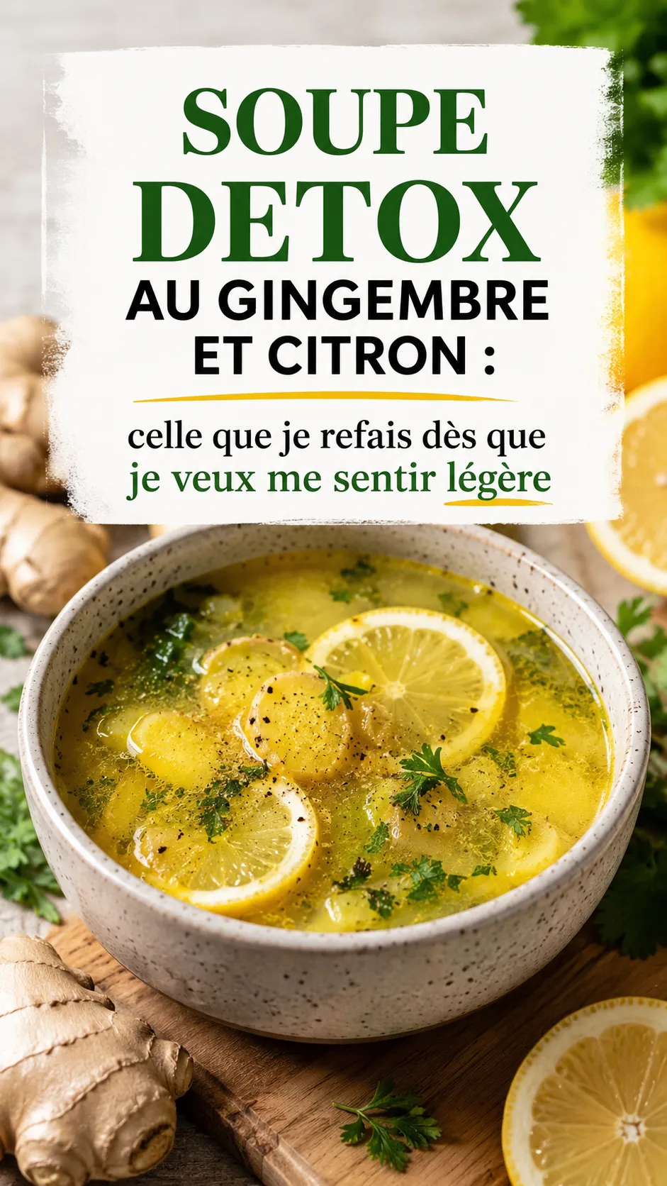 Soupe detox au gingembre et citron — recette légère & anti-inflammatoire (35 min)
