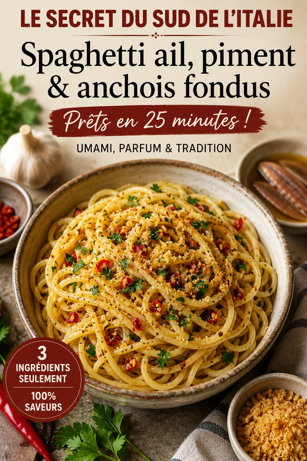 Spaghetti aglio, olio, peperoncino e alici : le secret que le sud de l'Italie garde pour lui