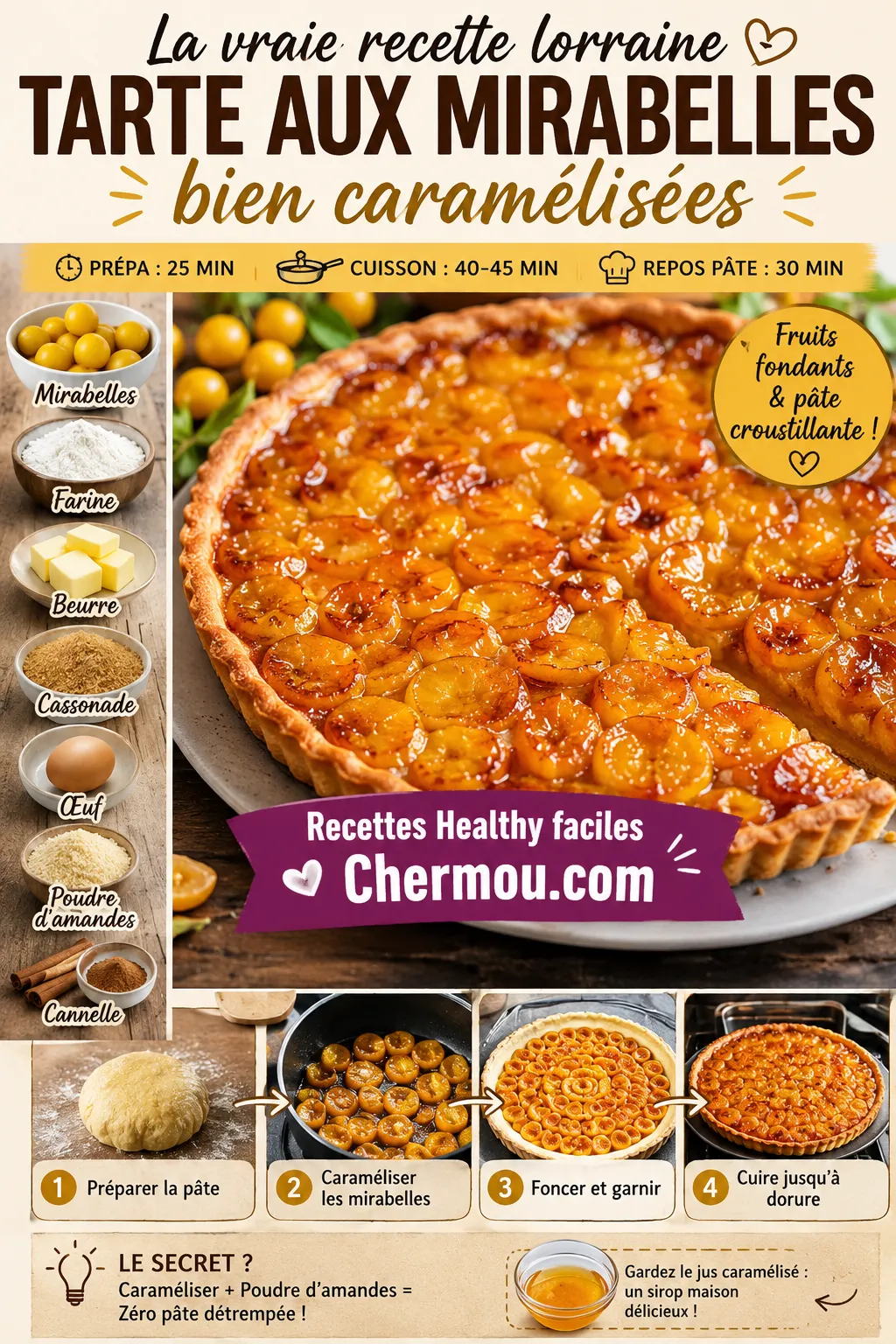 Tarte aux mirabelles bien caramélisées comme en Lorraine
