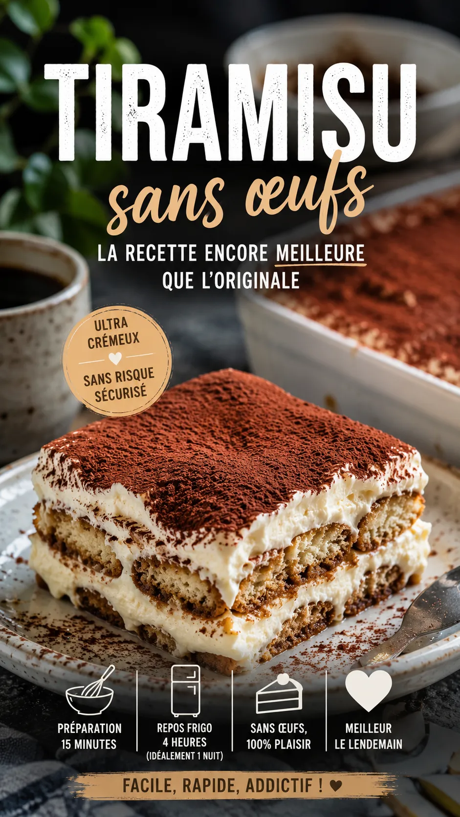Tiramisu sans œufs — la recette encore meilleure que l’originale