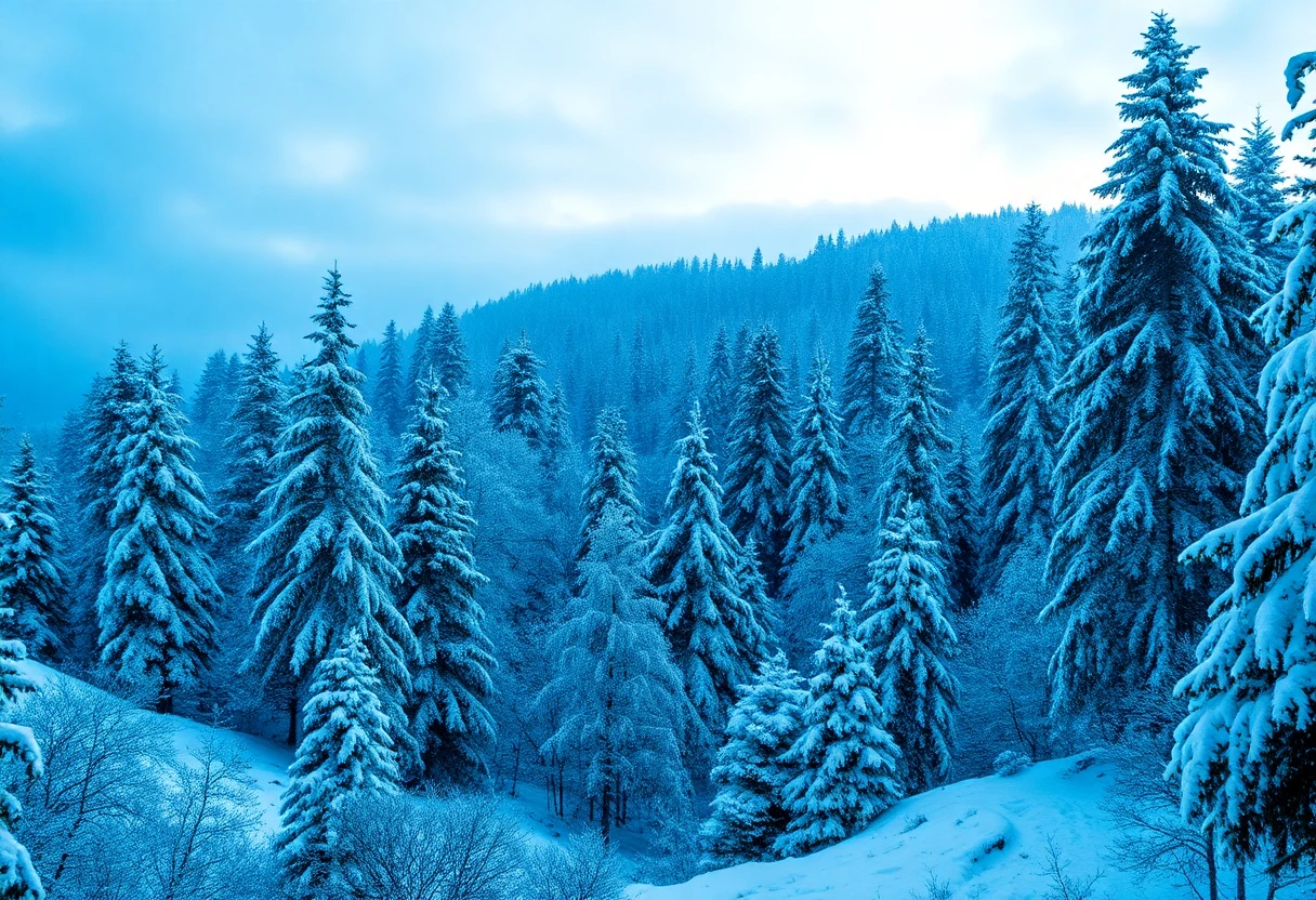 Paysage hivernal magique de la Forêt-Noire avec des sapins enneigés