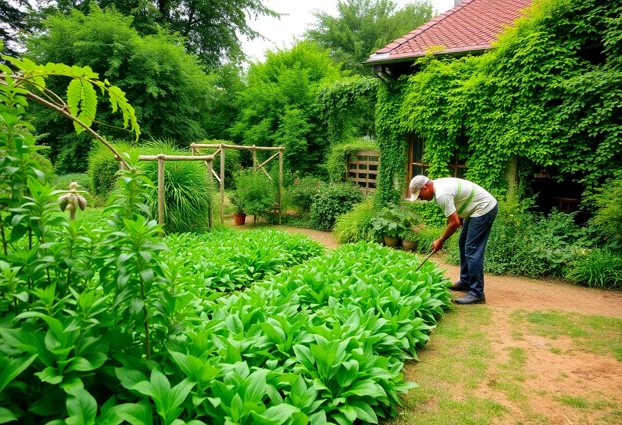 Maraîcher cultivant ses légumes dans les Hortillonnages d'Amiens